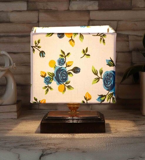 Multicolour Shade Table Lamp With Wood Base By New Era