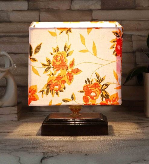 Multicolour Shade Table Lamp With Wood Base By New Era