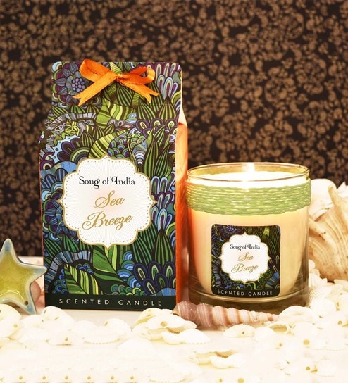 Sea Breeze Little Pleasures Scented Candle in Glass Jar by Song of India