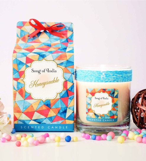 Honeysuckle Little Pleasures Scented Candle in Glass Jar by Song of India