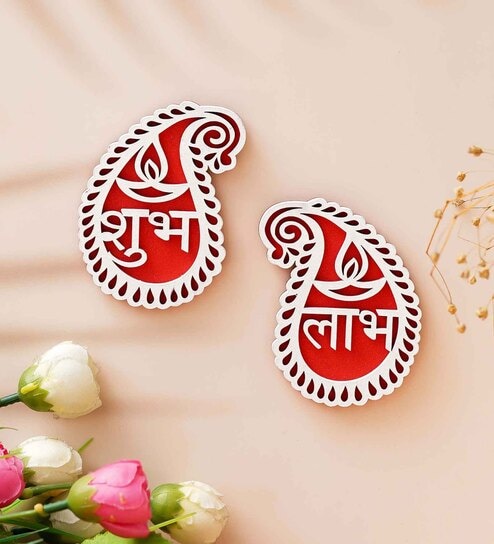 Maroon Wood Diya Decorative Showpieces for Diwali Home Decoration