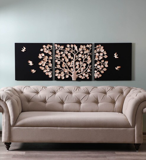 Buy Multicolour Wood Handmade Decorative Wall Mural By Madg Online