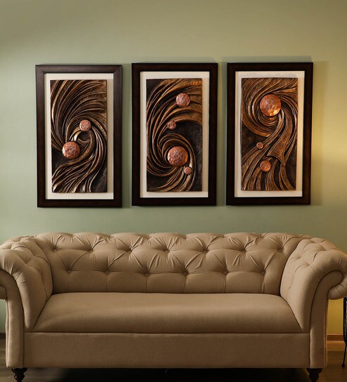 Buy Multicolour Wood Handmade Decorative Wall Mural By Madg Online