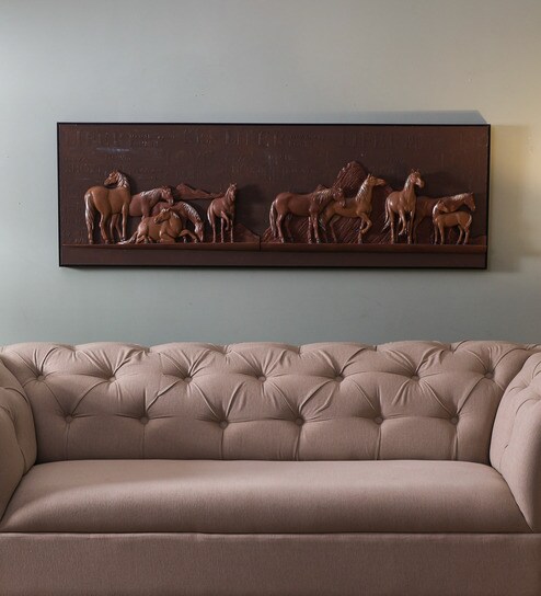 Buy Multicolour Wood Handmade Decorative Wall Mural By Madg Online