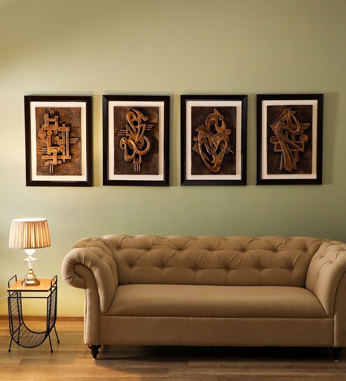 Buy Multicolour Wood Handmade Decorative Wall Mural By Madg Online