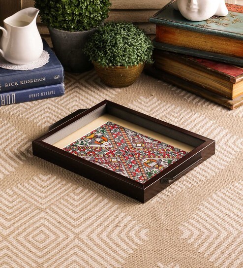 Buy Multicolour Wooden Madhubani Art With Elements Of Nature