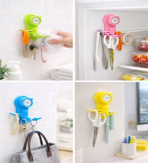 Multipurpose 6-Hook Suction Cup Self Adhesive Wall Hanger