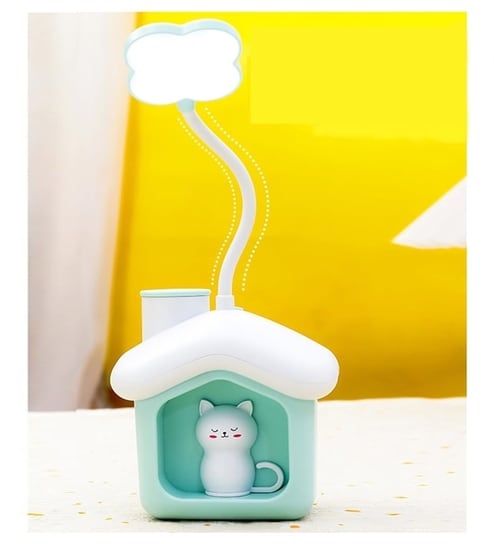 MUREN Pack of 1 Kids Multi-function Piggy Bank Cottage Table Lamp for Study Adjustable Flexible LED Head with Pen Holder