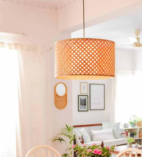 Jasper Mushroom Yellow & Natural Bamboo Hanging Light