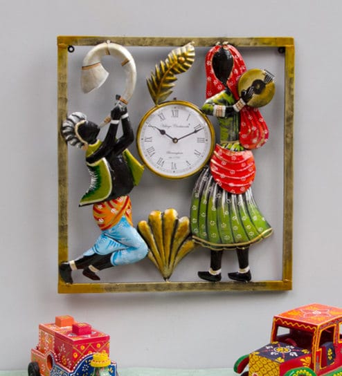 Multicolour Iron Musician Traditional Wall Clock