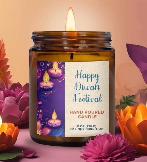 Musk Scented Diwali Festive Glass Jar Candle