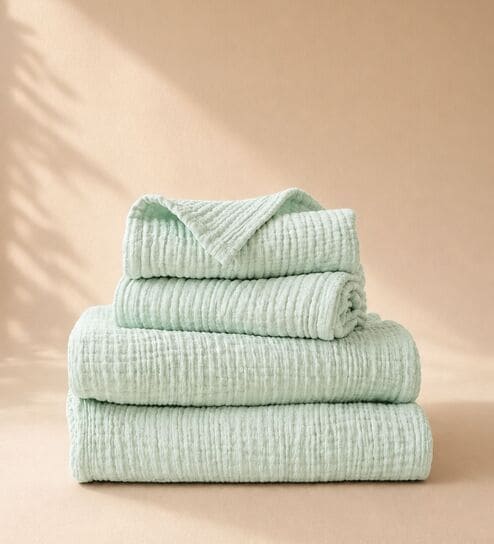 Aqua Green Muslin 4 Layer Bath Towel