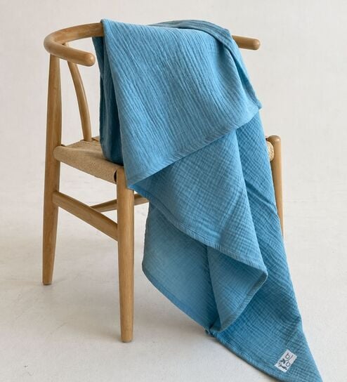 Delphinium Blue Muslin 4 Layer Bath Towel-image-6