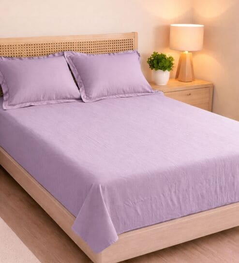 Lilac Muslin 4 Layer Bedsheet Set With 1 Bedsheet & 4 Pillow Covers