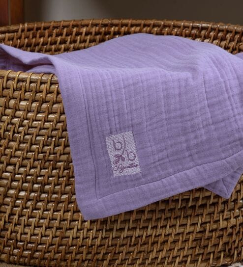 Lilac Muslin 4 Layer Hand Towel Set Of 2