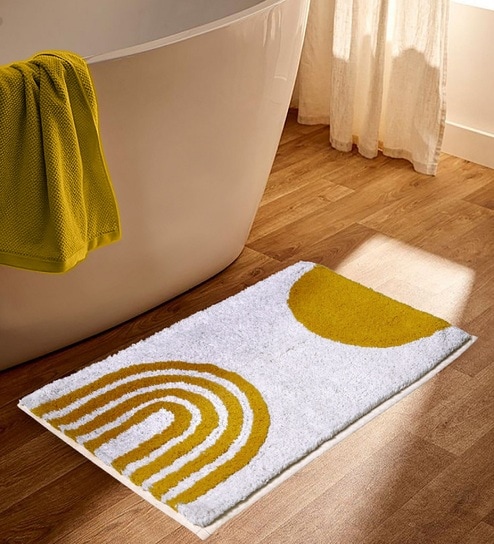 Mustard Cotton 16X24 Inches Anti-Skid Bath Mat
