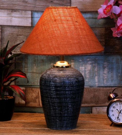 Mustard Shade Table Lamp With Terracotta Base By Foziq