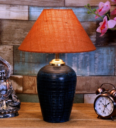 Mustard Shade Table Lamp With Terracotta Base By Foziq