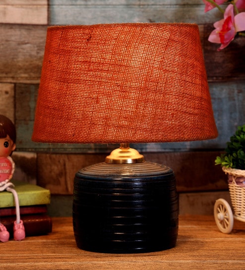 Mustard Shade Table Lamp With Terracotta Base By Foziq