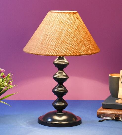 Mustard Shade Table Lamp With Metal Base By Foziq