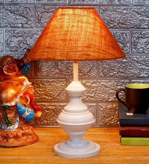 Mustard Shade Table Lamp With Metal Base By Foziq