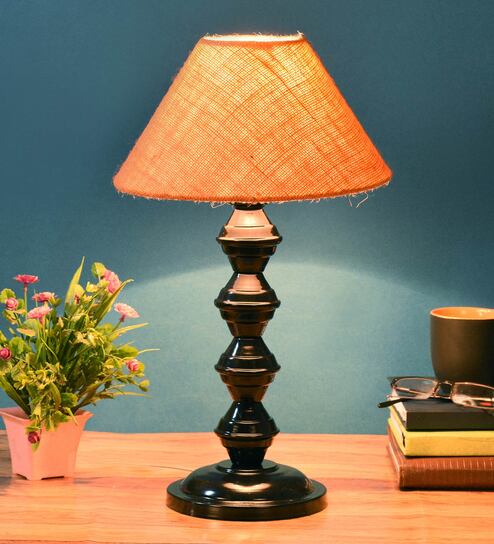Mustard Shade Table Lamp With Metal Base By Foziq