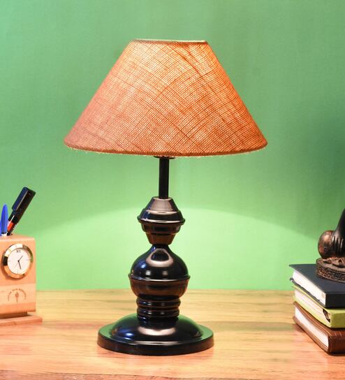 Mustard Shade Table Lamp With Metal Base By Foziq