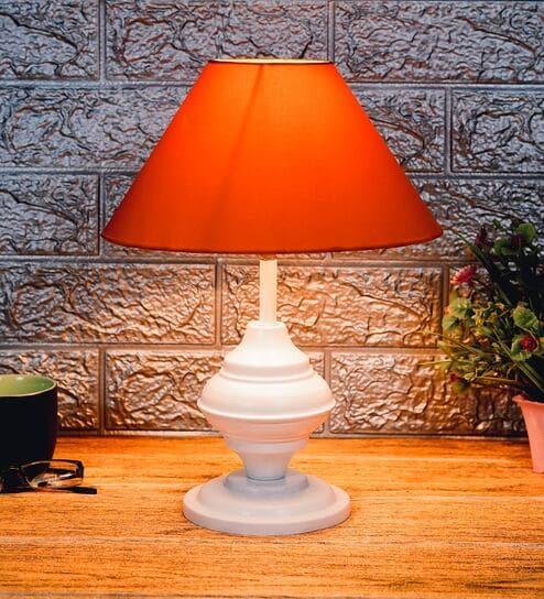 Mustard Shade Table Lamp With Metal Base By Foziq