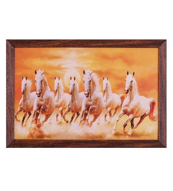 Buy Multicolor Beautifully Printed Wood Seven Horse Framed Art