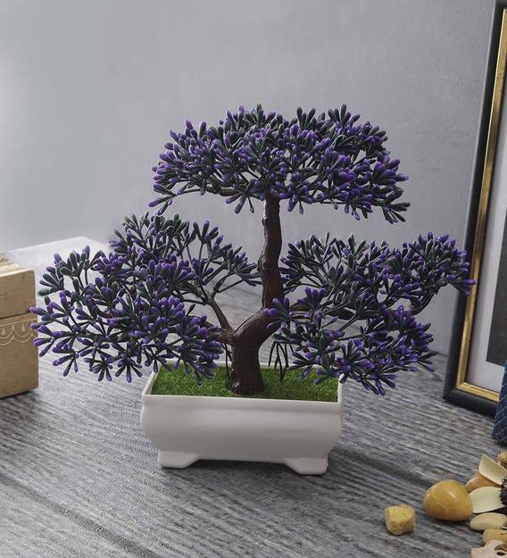 Buy Purple Plastic 3 Head Bonsai Tree With Pot By Foliyaj Online Artificial Plants Artificial Plants Home Decor Pepperfry Product