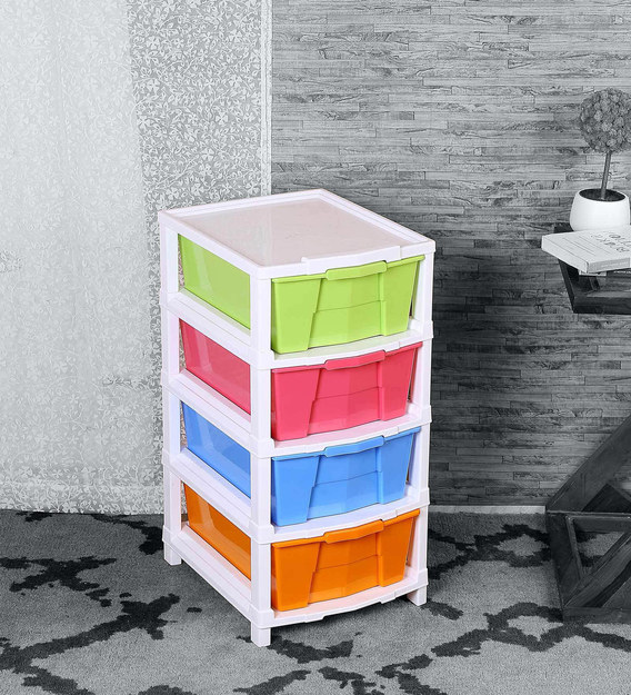 Buy Multicolour 4 Tier Plastic Drawers By Sgs Industries Online Plastic Cabinets Cabinetry Furniture Pepperfry Product