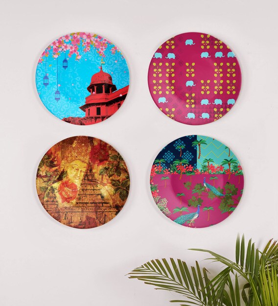 Buy Multicolour Ceramic Indian Heritage Decorative Wall Plates Set Of