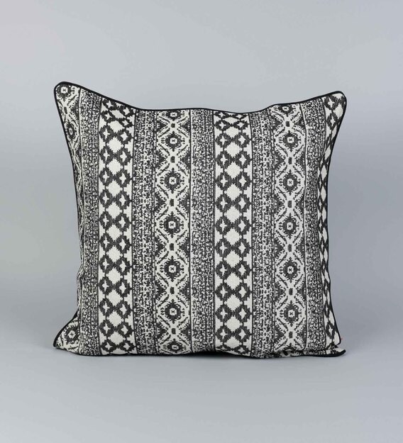 Buy Traditional Pattern Cotton Grey Cushion Cover 24 x 24 inches by