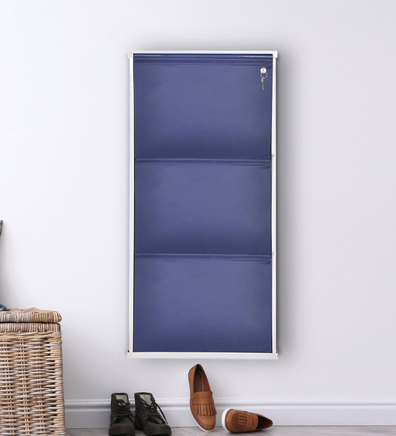 Buy Muscat Metallic 3 Door Shoe Rack In Blue Colour By Furniturekraft Online Modern Metal Shoe Racks Shoe Racks Furniture Pepperfry Product