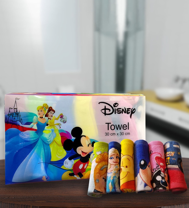 Multicolor Cotton Solid 300 GSM Kids Face Towel (Set of 6),