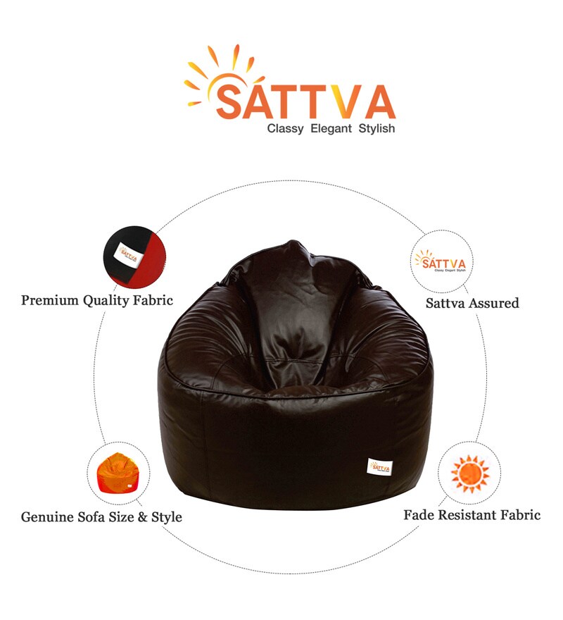 Buy Muddha XXXL Leatherette Bean Bag Cover in Brown Colour by Sattva