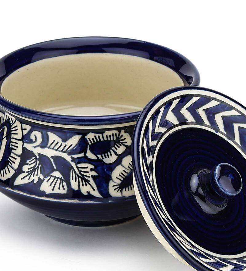 Buy Mughal Ceramic Serving Bowl with Lid (Set of 3) by Unravel Online