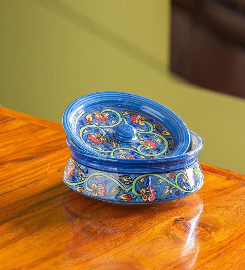 Buy Mughal Gardens2 700ml Ceramic Serving Handi with Lid by