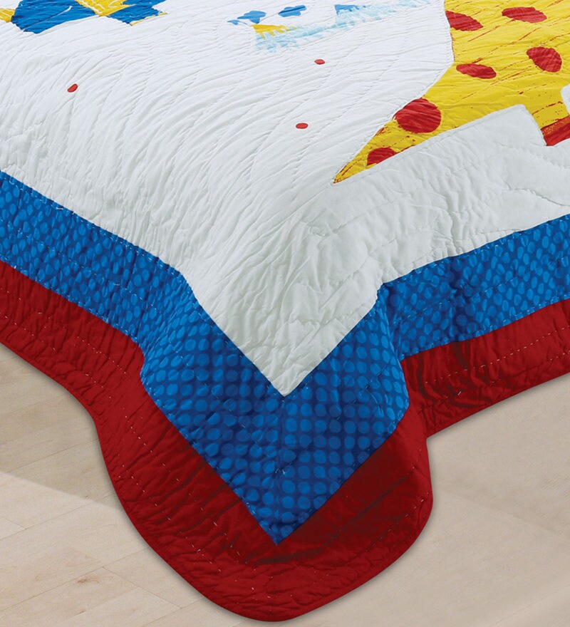 Buy Multicolor 250 GSM Queen Quilt and 2 Pillow covers By Quilting Tree Online Kids Double