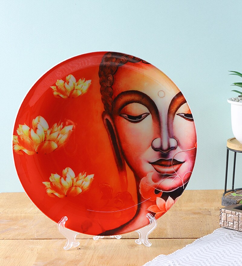 Buy Multicolor Ceramic Buddha Decorative Plate by M K Enterprise Online