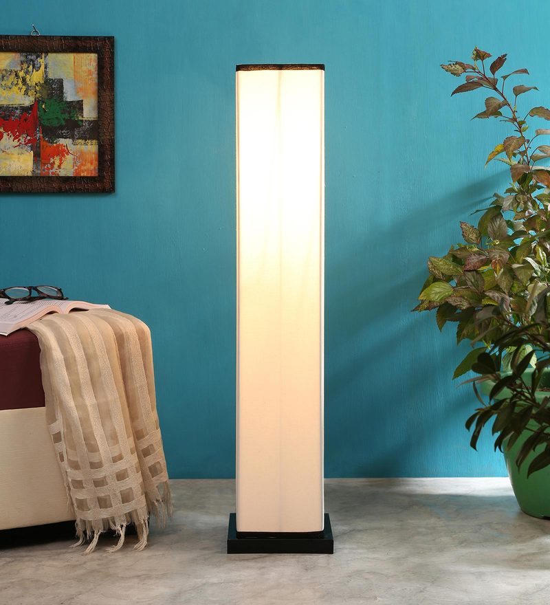 Buy Multicolor Cotton Shade Floor Lamp With Black Base By New Era