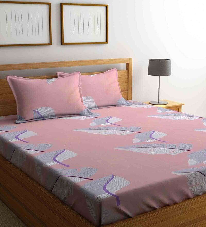 Buy Multicolor Floral 280 TC Cotton Blend Double Queen Size Bedsheet