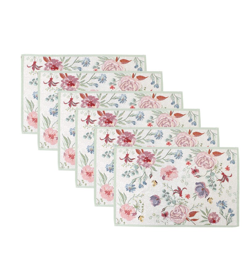 Buy Multicolor Floral Cotton Blend 7 Pcs Table Linen Set by AVI Living