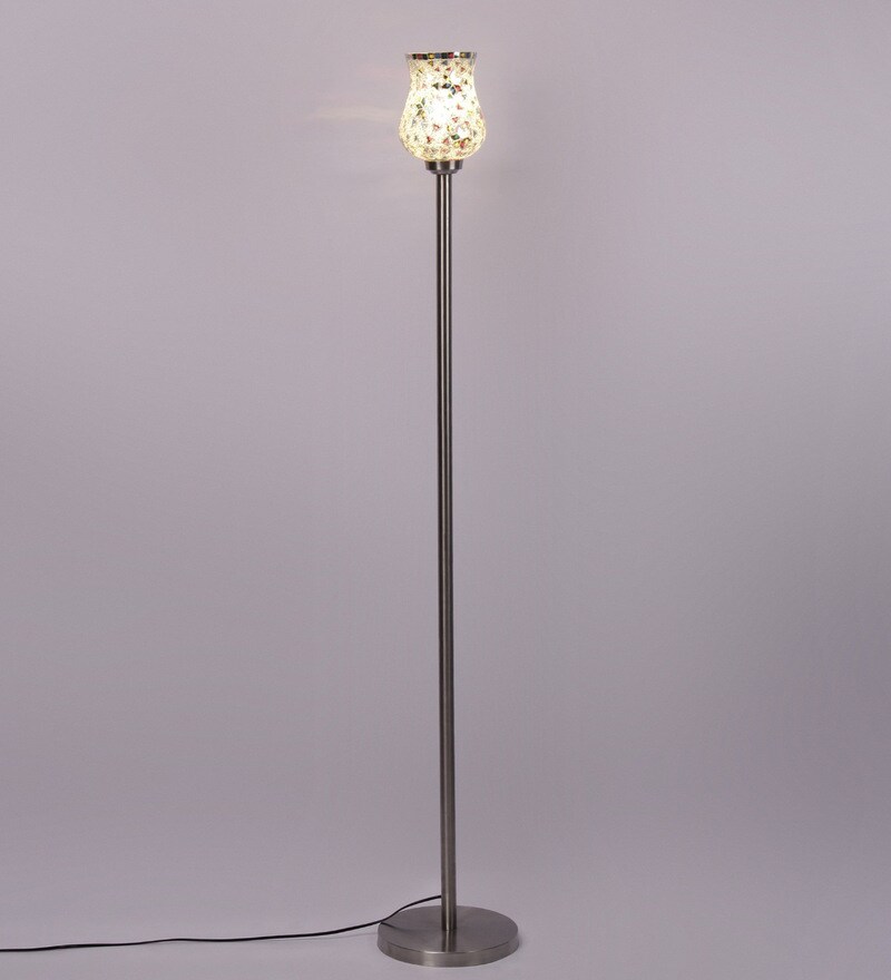Buy Multicolor Glass Shade Floor Lamp with Steel Base by
