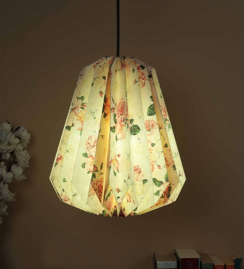 Multicolour Bamboo Paper Victorian Floral Large Origami Hanging Light By Floftstudio