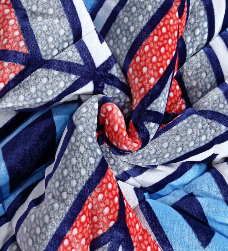 Buy Multicolor Polyester Geometric 950 GSM Double Bed Quilt by Arrabi