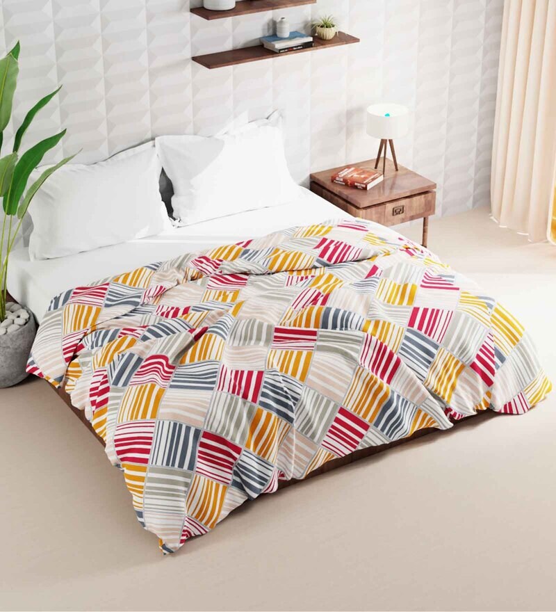 Buy Multicolor Polyester Striped 200 Gsm Double Bed Comforter Rumba