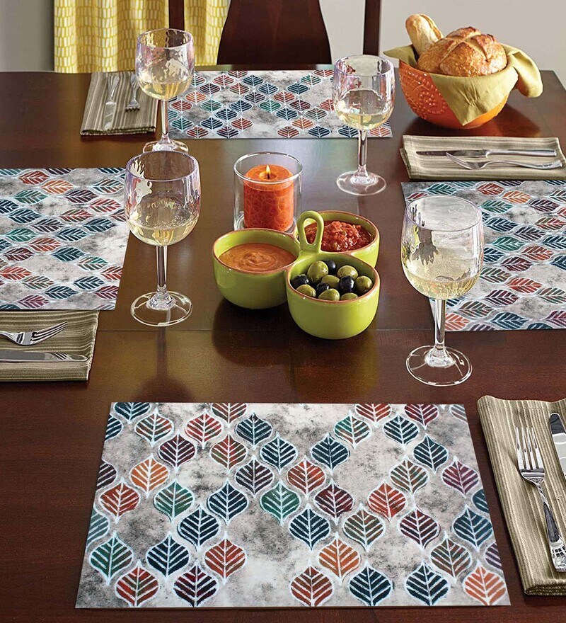 Buy Multicolor Rubber Floral 18x12 Inches Placematss (Pack of 4) by