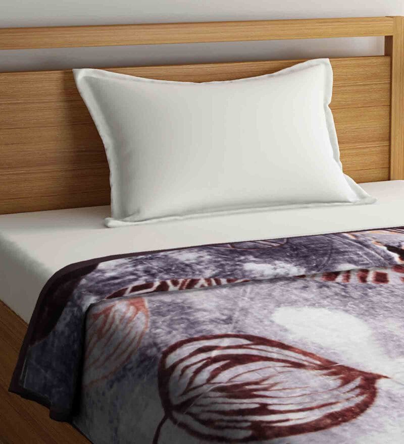 Buy Multicolor Wool Floral 1000 GSM Heavy Winter Single Bed Blanket by
