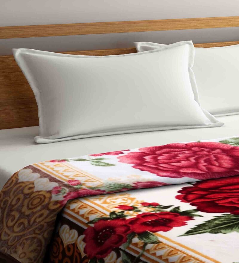 Buy Multicolor Wool Floral 600 GSM Double Bed Blanket by Klotthe Online